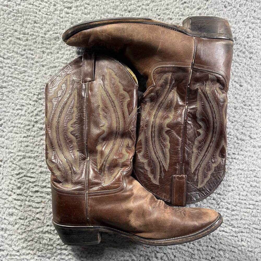 Vintage Justin Men's Brown Leather Western Cowboy Boots Size 9 D